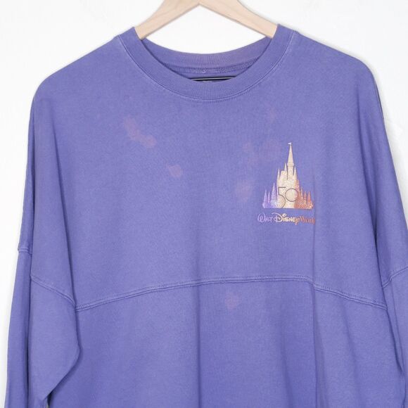 Disney World Womens Spirit Jersey Sweater Large Blue 50th Anniversary Glitter‎ - Picture 6 of 14